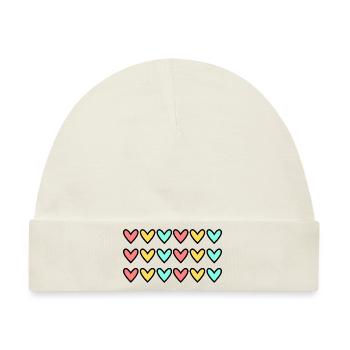 HERZ. HERZ. VALENTINSTAG. LIEBE. LIEBE. HERZ - Baby Premium Organic Mütze - Naturweiß - Vorne