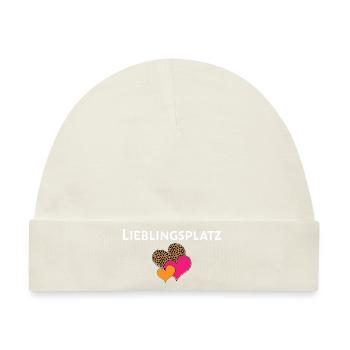 Lieblingsplatz Kissen mit Herz - Baby Premium Organic Mütze - Naturweiß - Vorne