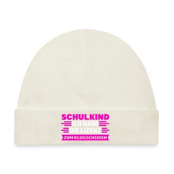 Schulkind Anfang Schulbeginn Geschenk - Baby Premium Organic Mütze - Naturweiß - Vorne