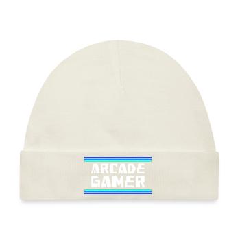 Arcade Gamer RetroGaming Blau - Baby Premium Organic Mütze - Naturweiß - Vorne