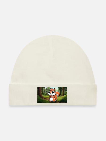 Niedliches Eichhörnchen im Wald - Baby Premium Organic Mütze - Naturweiß