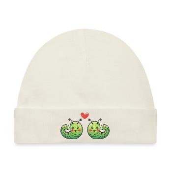 Wurm Paar Verliebt Tier Valentinstag - Baby Premium Organic Mütze - Naturweiß - Vorne
