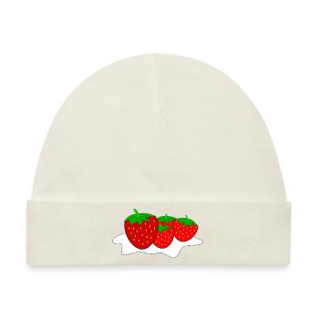 Erdbeeren mit Sahne - Baby Premium Organic Mütze - Naturweiß - Vorne