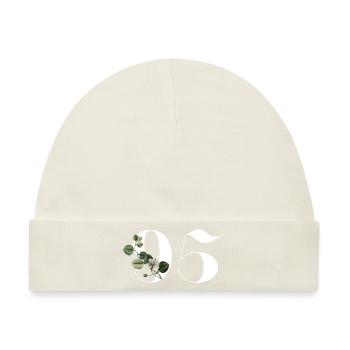 Nummer 95 Blumengrün - 95. Blumengeburtstag - Baby Premium Organic Mütze - Naturweiß - Vorne