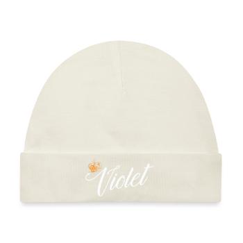 Violetter Name für Frauen Kinder Kleinkinder - Violett - Baby Premium Organic Mütze - Naturweiß - Vorne