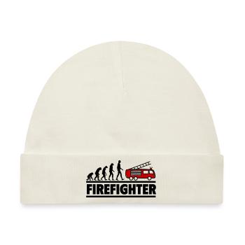 Feuerwehr-Evolution: Vom Mensch zum Feuerwehrmann - Baby Premium Organic Mütze - Naturweiß - Vorne