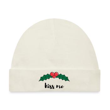 Kiss me - unter dem Mistelzweig - Baby Premium Organic Mütze - Naturweiß - Vorne