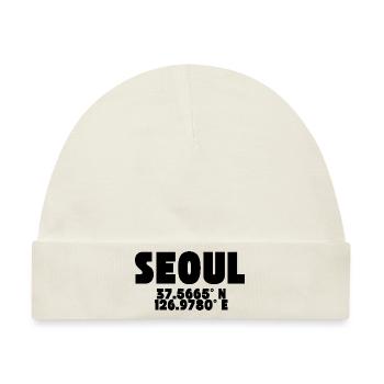Seoul - Design mit Koordinaten - Baby Premium Organic Mütze - Naturweiß - Vorne