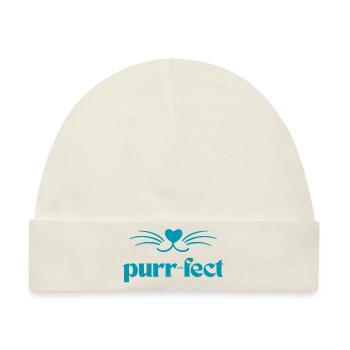 Purr-Fect / Katzen T Shirt mit süßen Schnurrharren - Baby Premium Organic Mütze - Naturweiß - Vorne