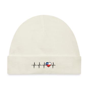 Chile Herzschlag Flagge Chilene - Baby Premium Organic Mütze - Naturweiß - Vorne