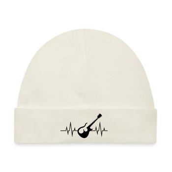 Akustische Gitarre Herzschlag - Heartbeat Design - Baby Premium Organic Mütze - Naturweiß - Vorne