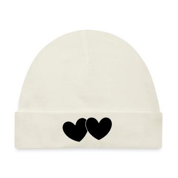 Pixel Heart Schwarzes Herz Geschenk - Baby Premium Organic Mütze - Naturweiß - Vorne