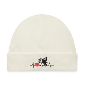 Motorrad Herzschlag Sportlich Geschenk - Baby Premium Organic Mütze - Naturweiß - Vorne
