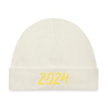2024 Silvester Neujahr gelb - Baby Premium Organic Mütze - Naturweiß - Vorne