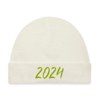 2024 Silvester Neujahr grün - Baby Premium Organic Mütze - Naturweiß - Vorne