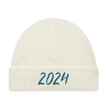 2024 Silvester Neujahr - Baby Premium Organic Mütze - Naturweiß - Vorne