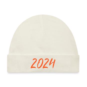 2024 Silvester Neujahr orangen - Baby Premium Organic Mütze - Naturweiß - Vorne