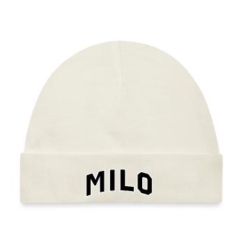 Milo Name - Baby Premium Organic Mütze - Naturweiß - Vorne