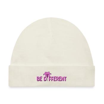 BE DIFFERENT – Lila Lilien Blumen Garten - Baby Premium Organic Mütze - Naturweiß - Vorne