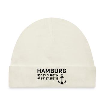 Hamburg Koordinaten Längengrad Breitengrad Anker - Baby Premium Organic Mütze - Naturweiß - Vorne