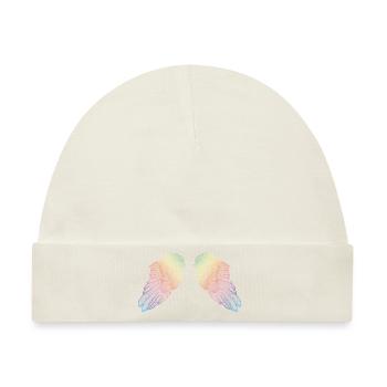 Regenbogen farbige Engelsflügel - Baby Premium Organic Mütze - Naturweiß - Vorne