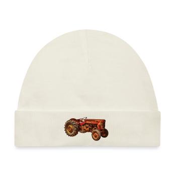 roter Traktor Oldtimer - Baby Premium Organic Mütze - Naturweiß - Vorne