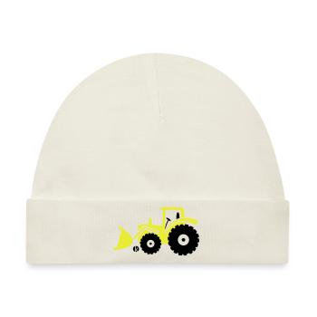 Traktor Frontlader Bulldog Radlader mit Schaufel - Baby Premium Organic Mütze - Naturweiß - Vorne