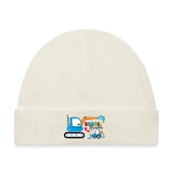 Großer Bruder Bagger - Baby Premium Organic Mütze - Naturweiß - Vorne