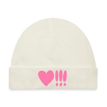 Herz mit Ausrufezeichen Pink - Baby Premium Organic Mütze - Naturweiß - Vorne