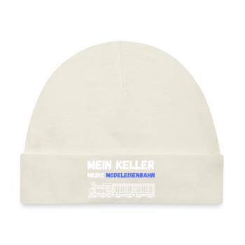 lustiger Modeleisenbahn Spruch Eisenbahn Motiv - Baby Premium Organic Mütze - Naturweiß - Vorne