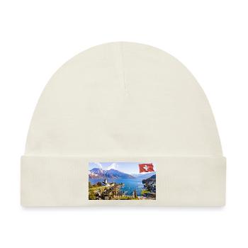 Spiez, Schweiz. - Baby Premium Organic Mütze - Naturweiß - Vorne
