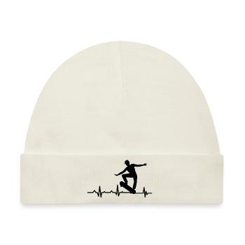 Herzschlag - Skater - Skateboard - Heartbeat - Baby Premium Organic Mütze - Naturweiß - Vorne