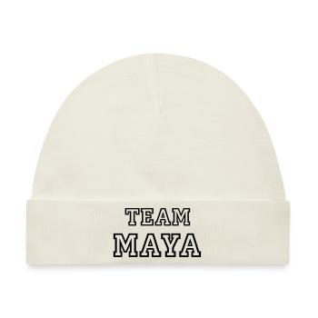 TEAM MAYA Hundename Hündin TeamTrikot - Baby Premium Organic Mütze - Naturweiß - Vorne