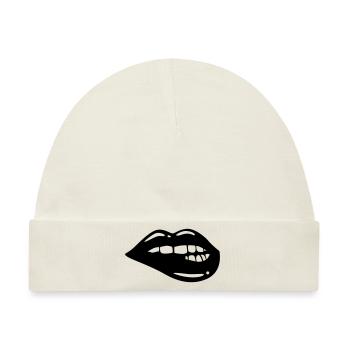 Lippen symbol - Baby Premium Organic Mütze - Naturweiß - Vorne
