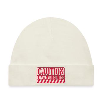 caution no filter Zitat - Baby Premium Organic Mütze - Naturweiß - Vorne