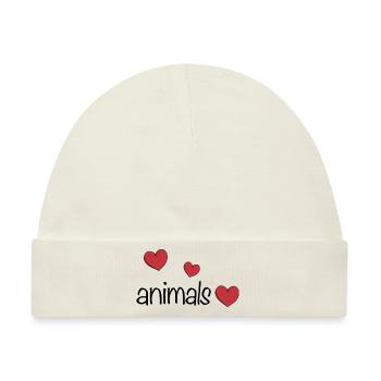 Tiere drei herzen tierliebe - Baby Premium Organic Mütze - Naturweiß - Vorne