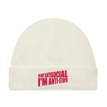 not antisocial anti stupid - Baby Premium Organic Mütze - Naturweiß - Vorne
