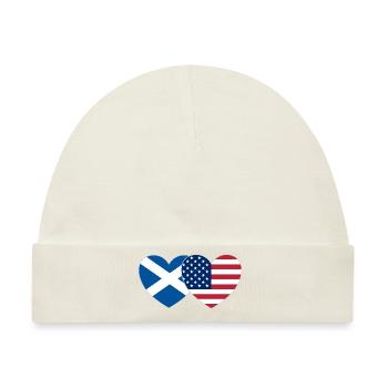 Schottland USA Flagge Herz - Baby Premium Organic Mütze - Naturweiß - Vorne