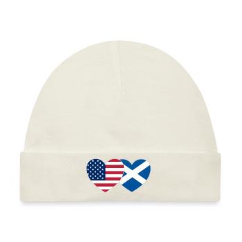 USA Schottland Flagge Herz - Baby Premium Organic Mütze - Naturweiß - Vorne
