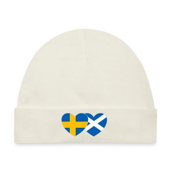 Schweden Schottland Flagge Herz - Baby Premium Organic Mütze - Naturweiß - Vorne