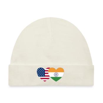 USA Indien Flagge Herz - Baby Premium Organic Mütze - Naturweiß - Vorne