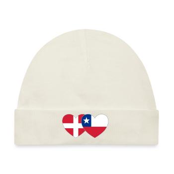 Dänemark Chile Flagge Herz - Baby Premium Organic Mütze - Naturweiß - Vorne