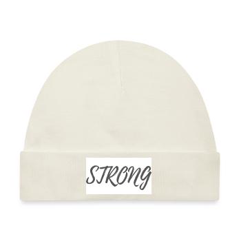 STRONG Schriftzug - Baby Premium Organic Mütze - Naturweiß - Vorne
