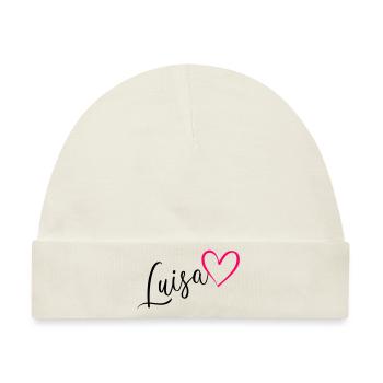 Luisa Name Vorname Herz pink - Baby Premium Organic Mütze - Naturweiß - Vorne