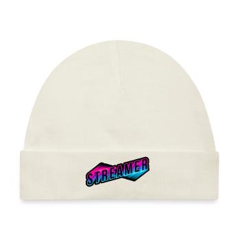 Streamer 3D Neon Schriftzug - Baby Premium Organic Mütze - Naturweiß - Vorne