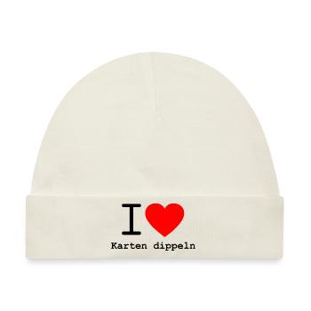 i love Karten dippeln - Karten spielen - Baby Premium Organic Mütze - Naturweiß - Vorne