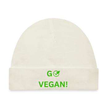 Veganer Stil mit Herz: Einzigartiges Design - Baby Premium Organic Mütze - Naturweiß - Vorne