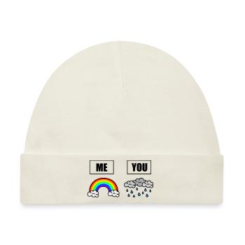 Welt voller Regenwolken - sei der Regenbogen - Baby Premium Organic Mütze - Naturweiß - Vorne