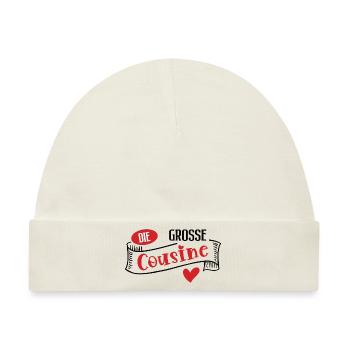 Grosse Cousine Outfit Schwester Große Cousinen - Baby Premium Organic Mütze - Naturweiß - Vorne