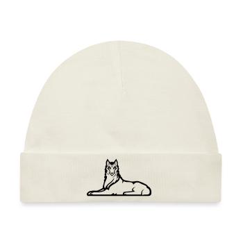 Einsamer tschetschenischer Wolf - eine schwarze Farbe - Baby Premium Organic Mütze - Naturweiß - Vorne